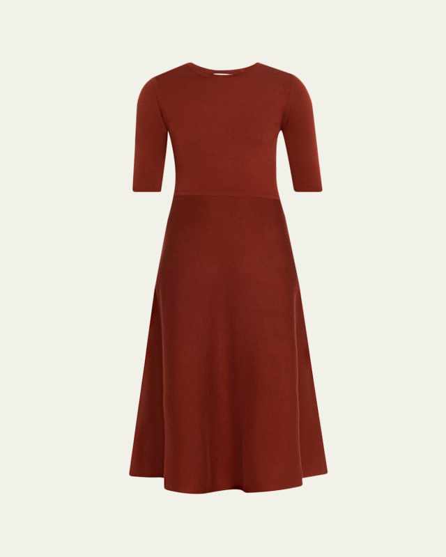 Seymore Wool-Cashmere Short-Sleeve Midi Dress